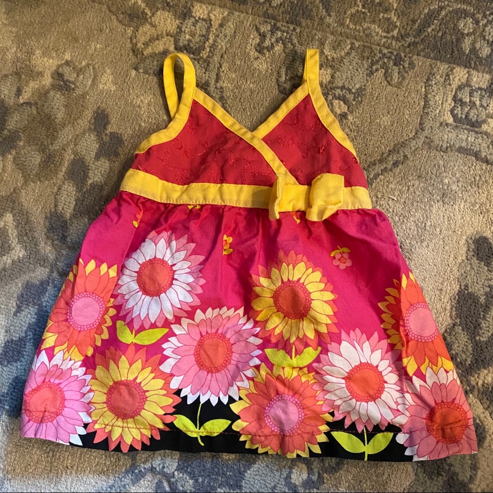 Penelope Mack Pink Yellow Floral Print Dress, size 2T
